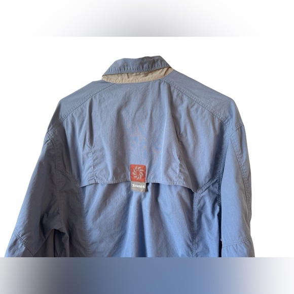 Simms Long sleeve Vented Guide Fishing Shirt Button Front Zip Pockets Blue M - Picture 6 of 16